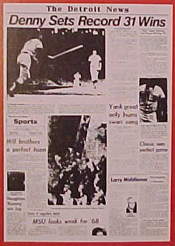 Denny McLain Detroit News Card
